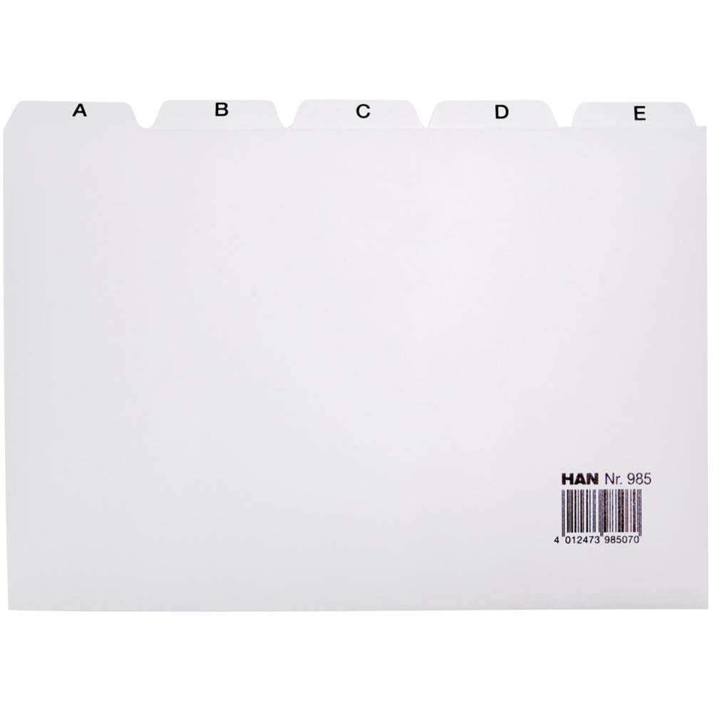 HAN 985, Tab A - Z, A5 Landscape, 25 pcs. Guide Cards for Card Index Boxes and Trays, Grey