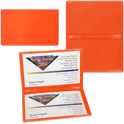 StoreSMART - Orange Folding Business Card Holders - 50 Pack - Polypropylene Plastic (RPP2915O-50)