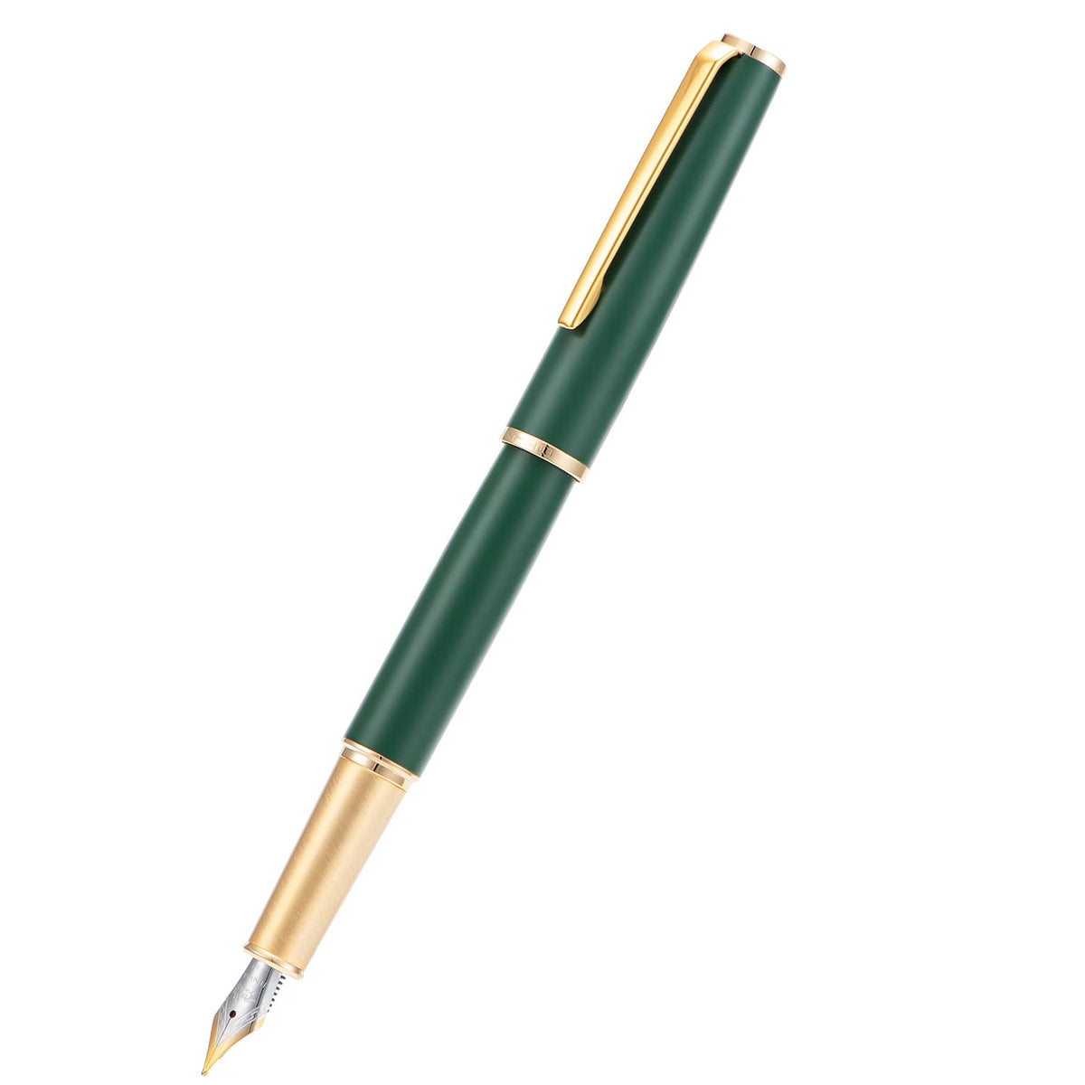 Jinhao 95 Metal Fountain Pen Extra Fine Nib, Matte Green with Golden Clip Writing Pen