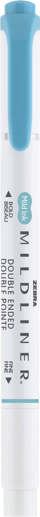 Zebra Pen MILDLINER No Bleed Highlighter, Smoke Blue, Dual Tip, 12-Pack