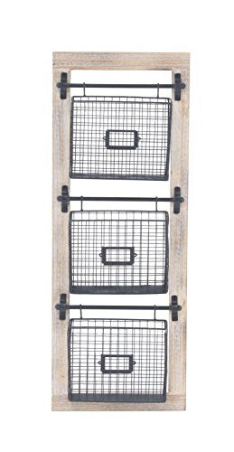 Deco 79 Farmhouse Metal Wall Mounted Rack for Magazines, Books, Newspapers, Bathroom/Offie/Living