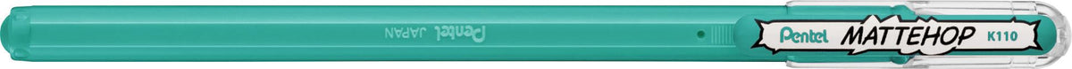 Pentel Mattehop K110V 1.0mm High Density Matte Finish Gel Rollerball Pen - Turquoise (Pack of 12)