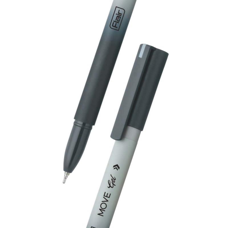 FLAIR Move Gel Pen | Black & Grey Aesthetic Pastel Matt Finished Body | Effortless Writing With