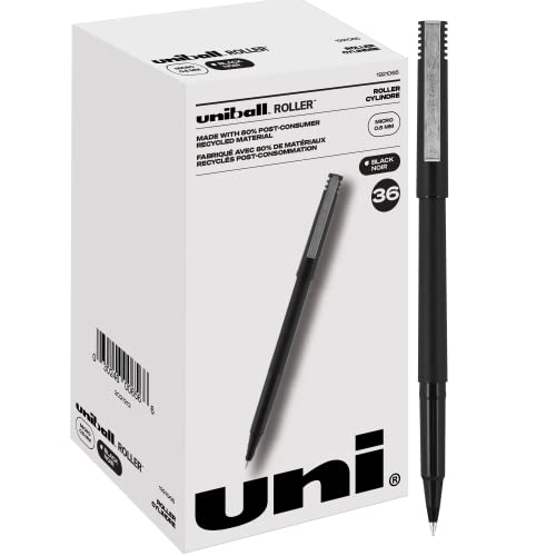 uniball™ Roller Rollerball Pens, Micro Point (0.5mm), Black, 36 Pack