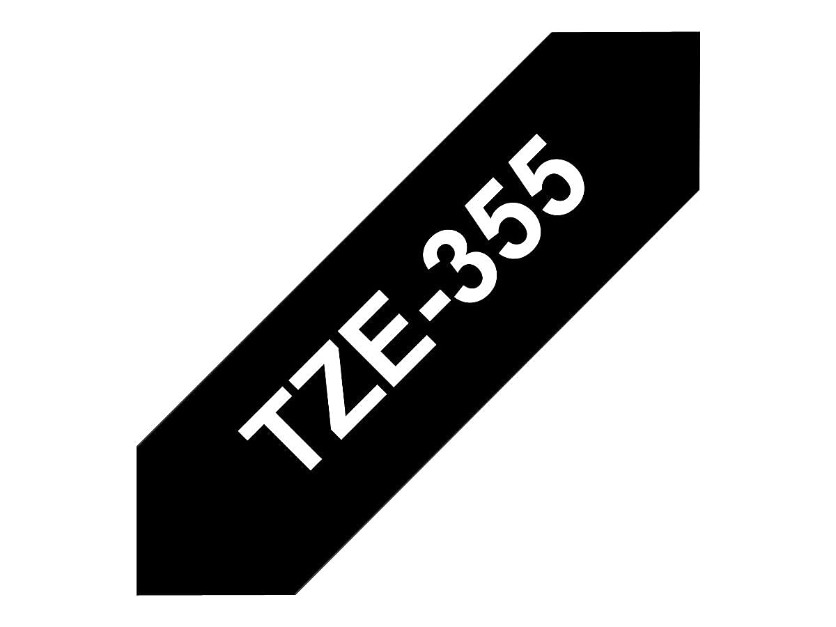 Brother Genuine P-Touch TZE-355 Tape, 1" (0.94") Wide Standard Laminated Tape, White on Black