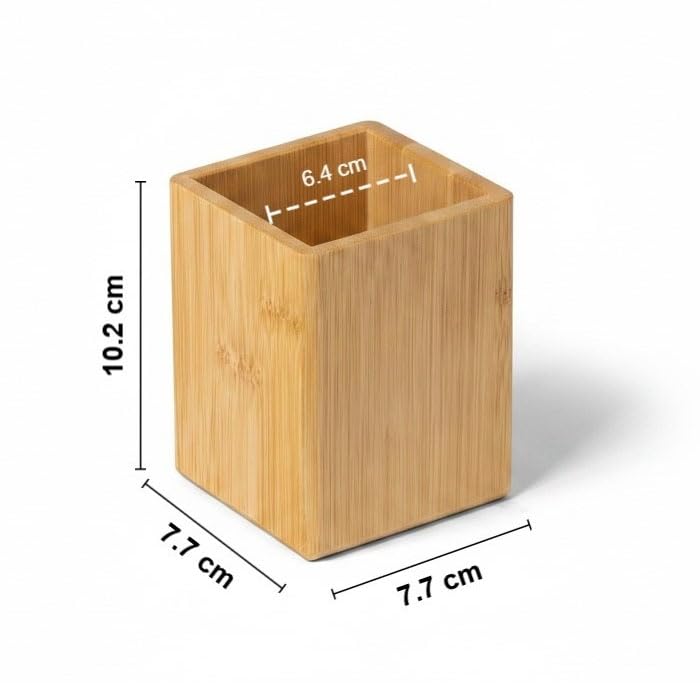 Osco Bamboo Square Pen Pot