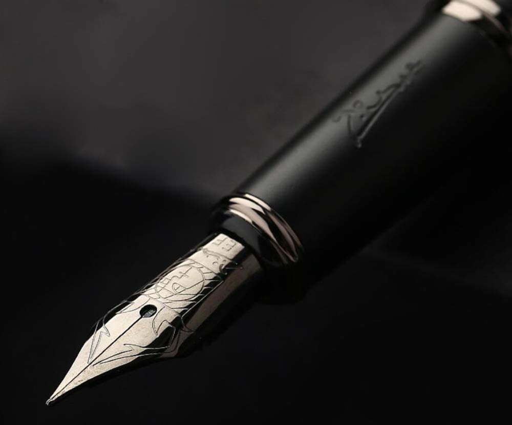 erofa Picasso 916 Matte Black Fountain Pen with Box - Titanium Black Extra Fine Nib Gift Pen