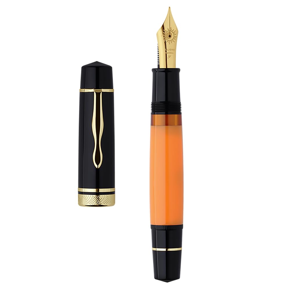 erofa Majohn P139 NO.8 Fine Nib Piston Fountain Pen with Box, Brass Piston System Large Capacity