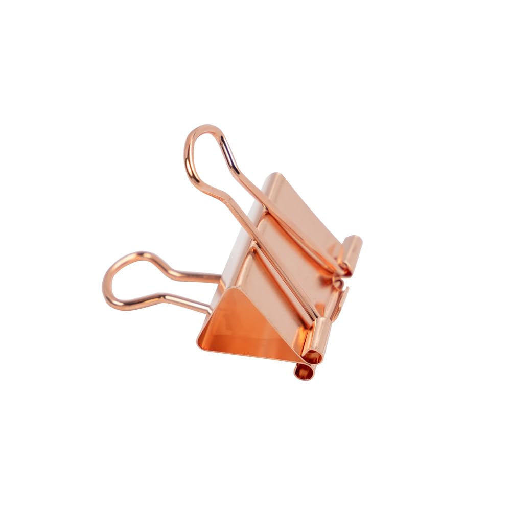 JAM PAPER Colorful Binder Clips - Medium - 1 1/4 Inch (32 mm) - Rose Gold Binderclips - 15/Pack