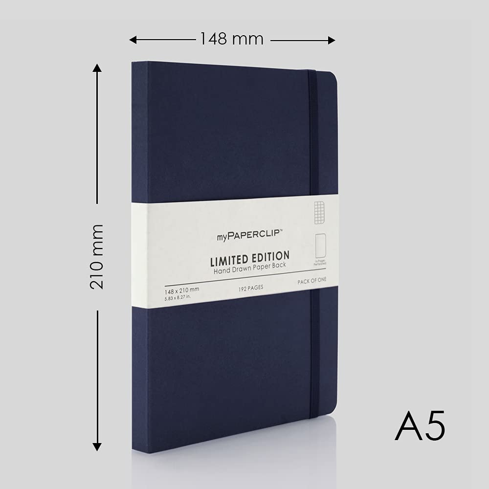 myPAPERCLIP Limited Edition A5 Checks/Square Grid Notebook | 192 Pages, 100 GSM, Soft Cover, A5