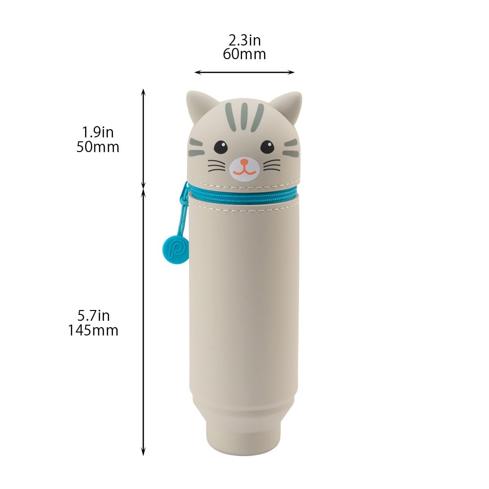 LIHIT LAB Kawaii Japanese Cat Stand Up Pencil Case For School Office College, Cute School Supplies