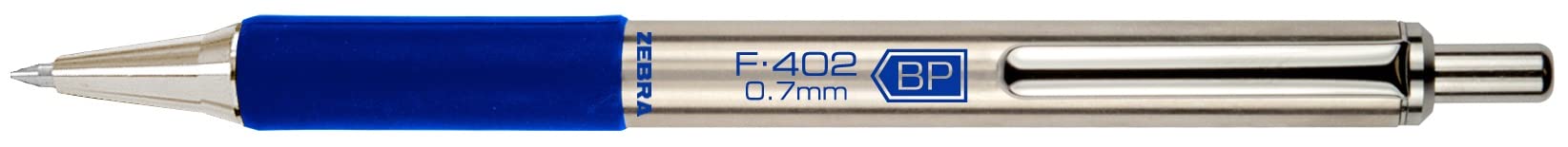 Zebra Pen STEEL F-402 Retractable Ballpoint Pen, Blue Ink, 0.7mm, 12-Pack