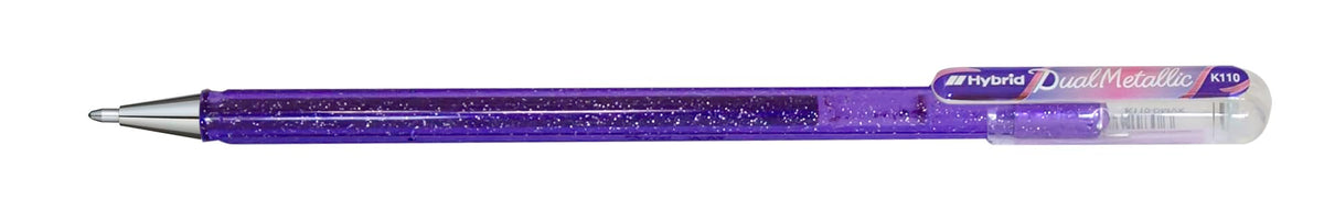 Pentel Hybrid Dual Metallic Gel Ink Rollerball Pens Pastel Metallic K110, Light Purple + Red &