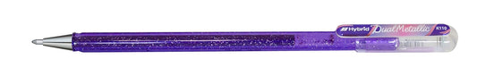 Pentel Hybrid Dual Metallic Gel Ink Rollerball Pens Pastel Metallic K110, Light Purple + Red &