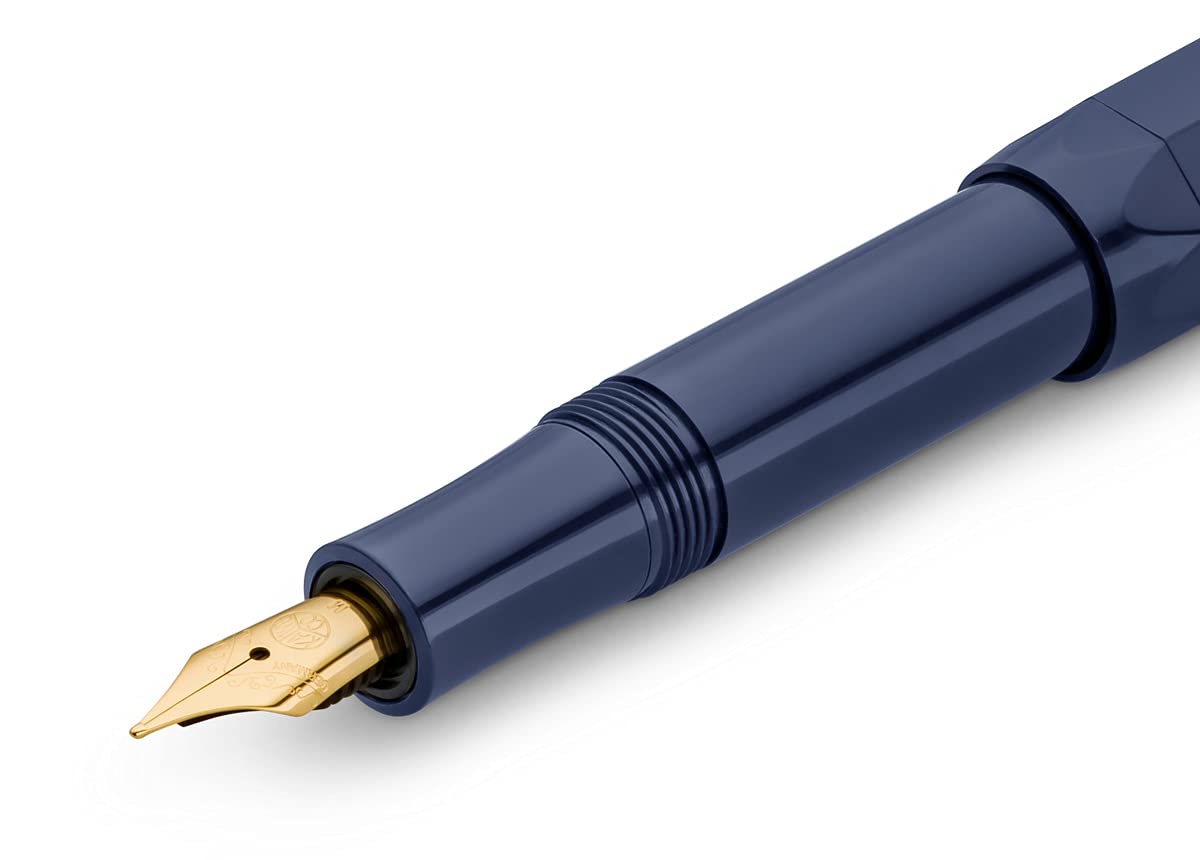 Kaweco CLASSIC SPORT Fountain Pen Navy Blue with 23 Carat Gold-Plated Steel Nib and Iridium Tip for