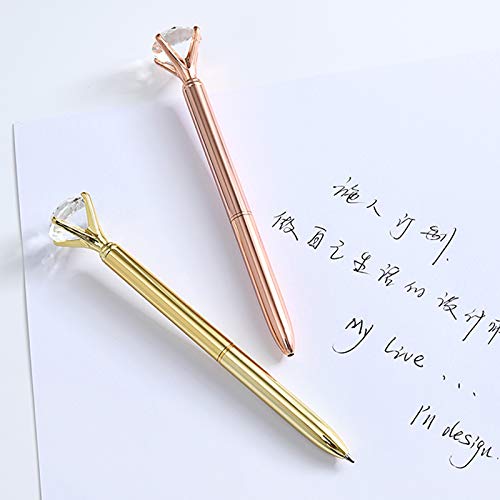 U Scinan 8 Pcs Metal Ballpoint Pen with Big Diamond/Crystal Office Supplies Gift Black Ink, Magnify