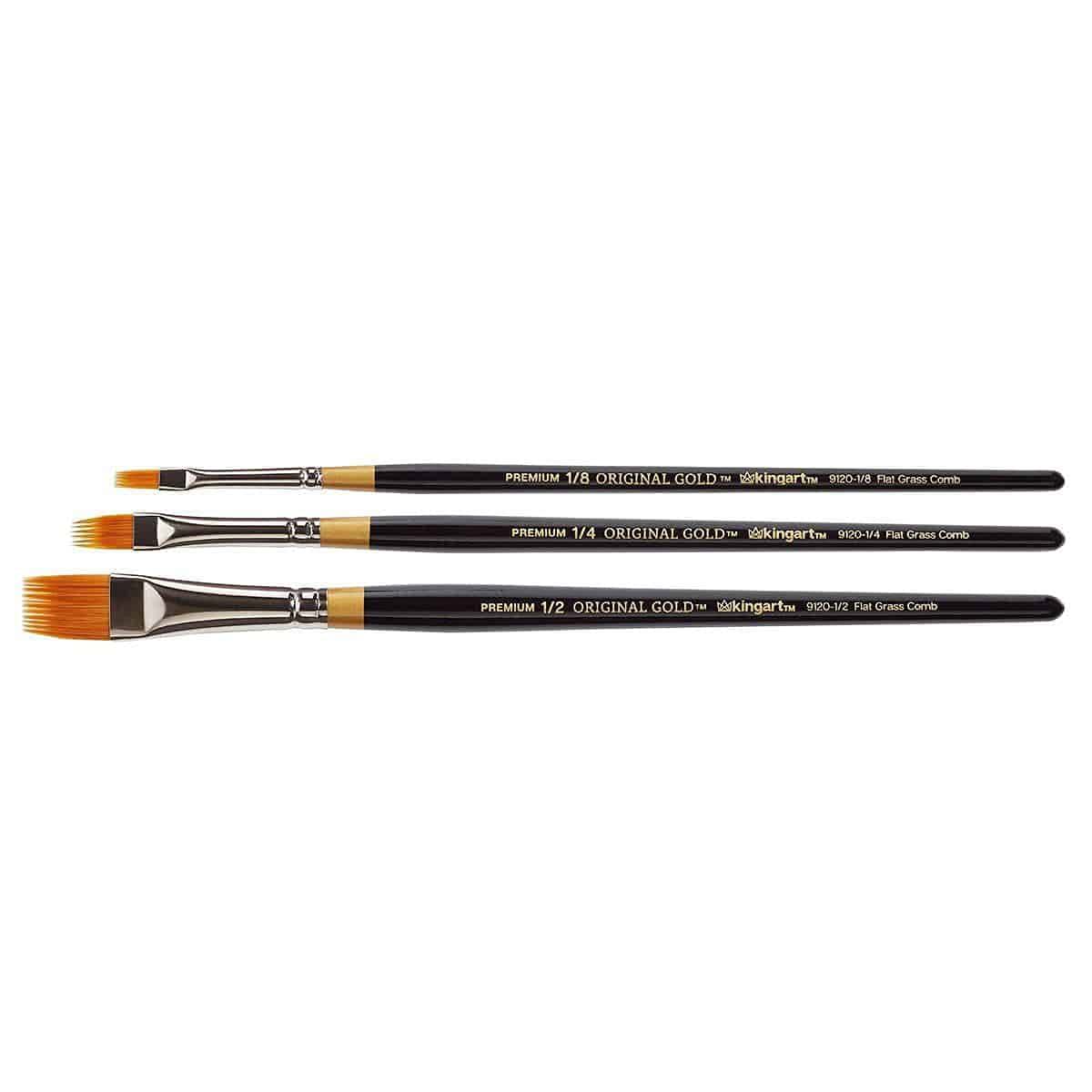 KINGART Original Gold 9120 Series, Golden Taklon Rake/Comb 3 Pc. Set