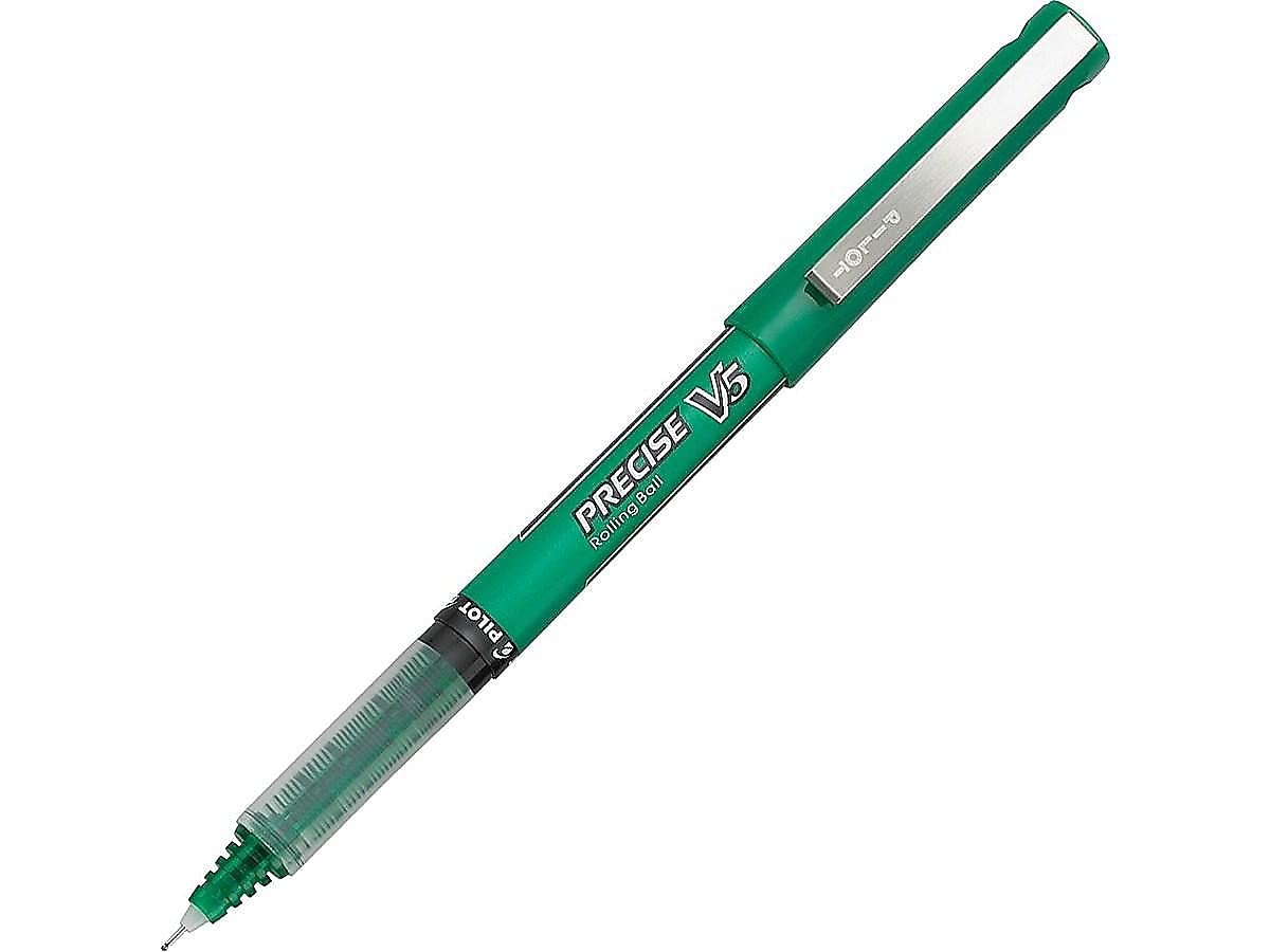 PILOT Precise V5 Refillable Pens, Extra Fine Point 0.5mm, Green, 12-Pack