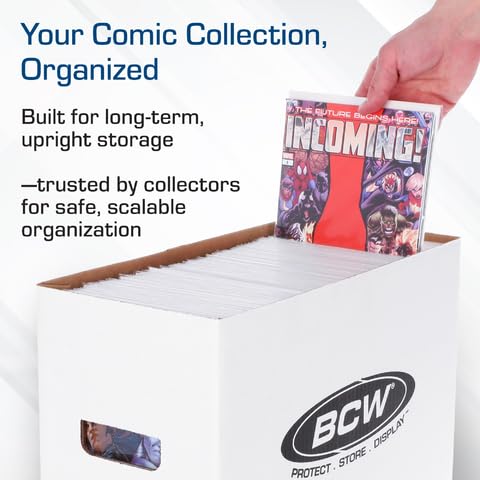 BCW Short Comic Storage Box - 1 Pack | Holds 150-175 Current/Silver Age Comics | Stackable, Durable