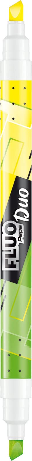 Maped - 3 Highlighters Fluorescent Peps Duo - 2-in-1 Fluorescent Pens with Double Tip - Comfortable