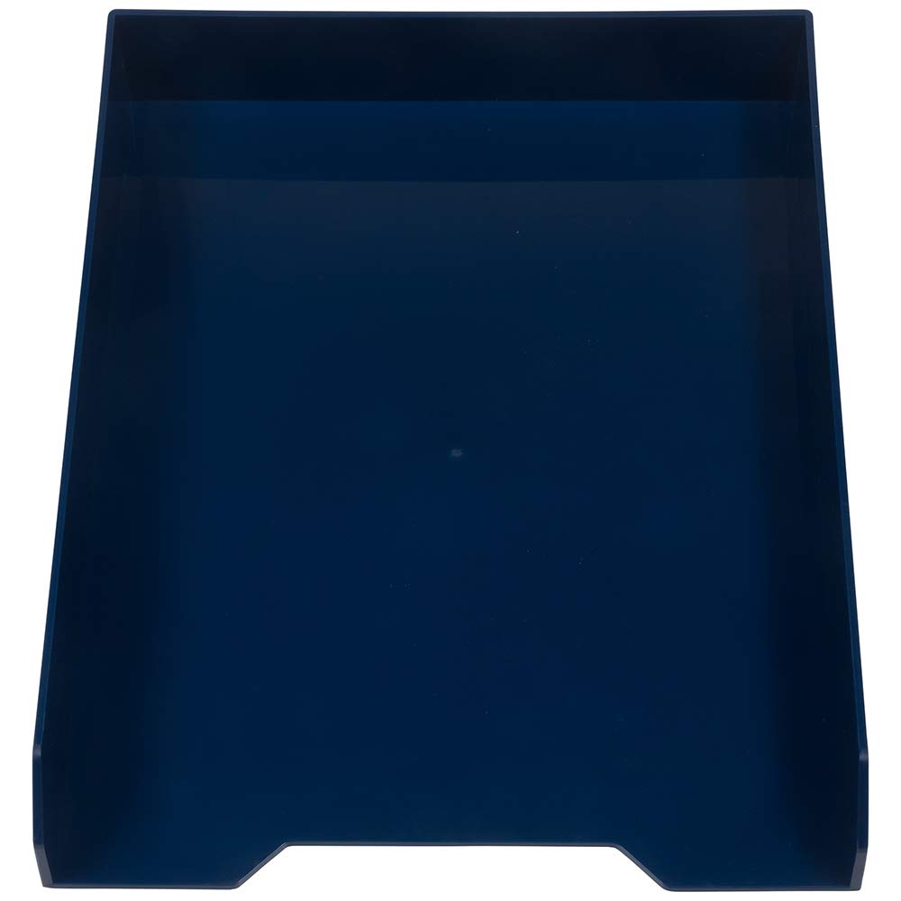 JAM PAPER Stackable Paper Trays - Navy Blue - Desktop Document, Letter, & File Organizer Tray