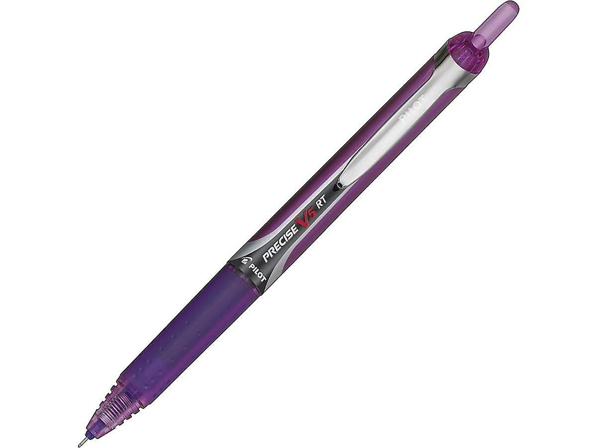 PILOT Precise V5 RT Refillable Rollerball Pens, Purple, Pack of 12