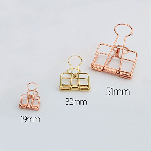 Rose Gold Hollow Out Metal Wire Binder Clips - Large 51mm - Pack of 12