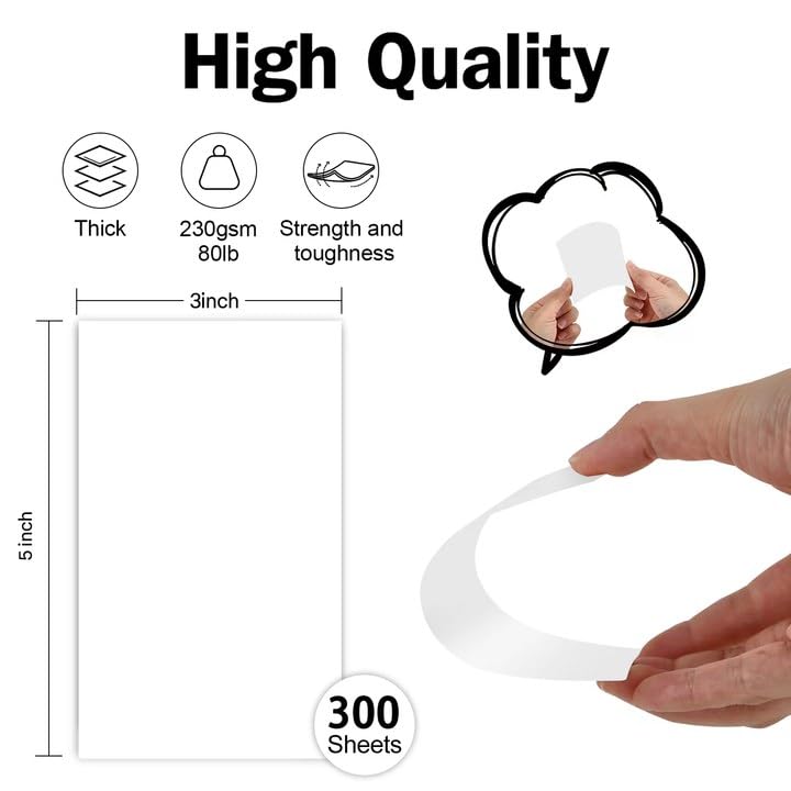 Goefun 300 Pack White Blank Index Cards 3x5 Unlined Note Cards 80lb