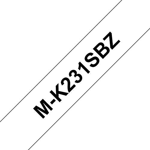 Brother M-K231SBZ Labelling Tape Cassette, Black on White, 12 mm (W) x 4 m (L), Brother Genuine