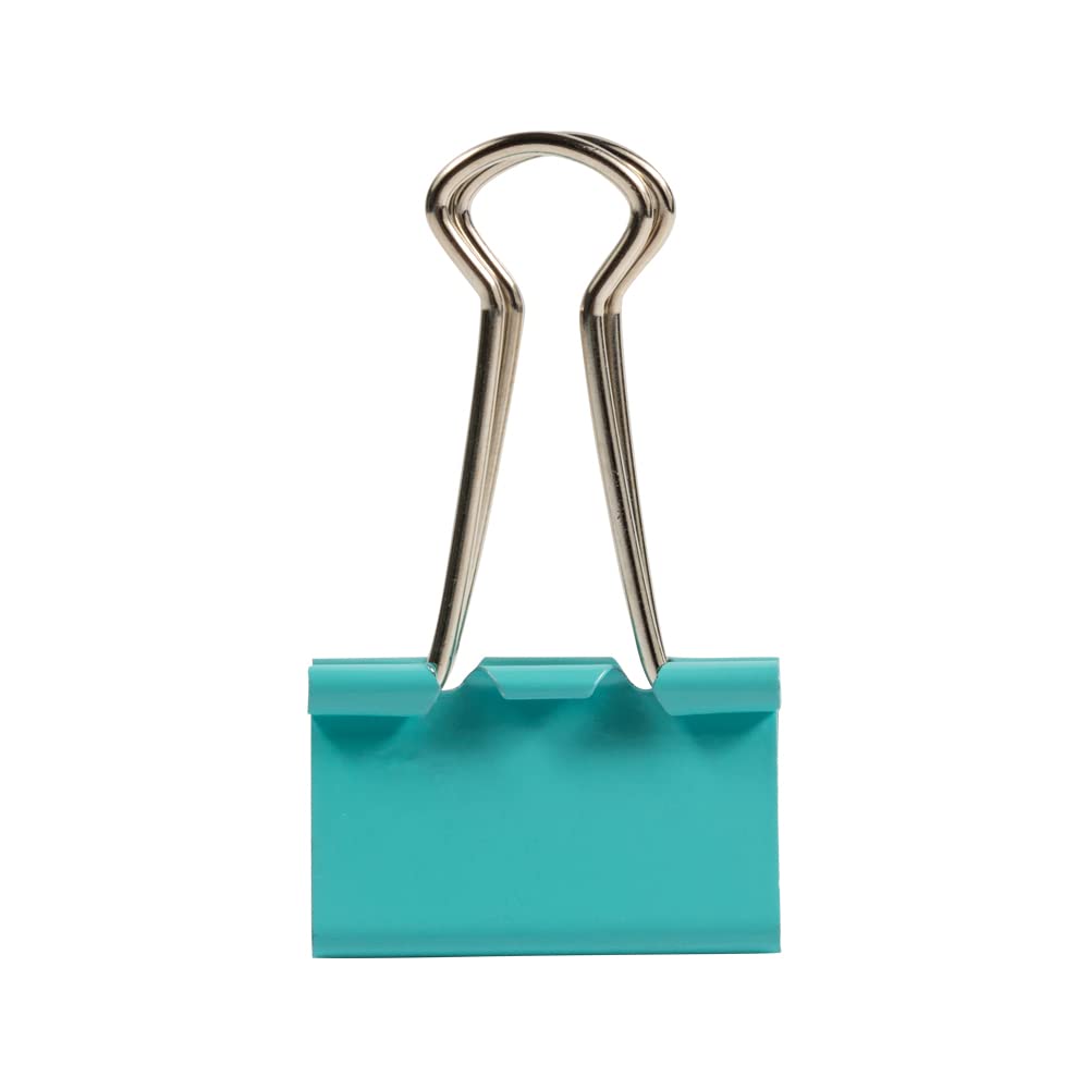 JAM PAPER Colorful Binder Clips - Medium - 1 1/4 Inch (32 mm) - Teal Binderclips - 15/Pack