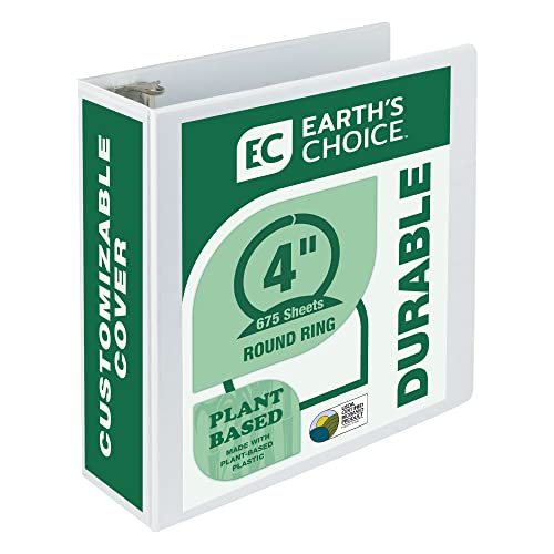 Samsill Plant-Based 4 Inch Durable Round Ring, View Binder, Eco-Friendly, USDA Certified Biobased