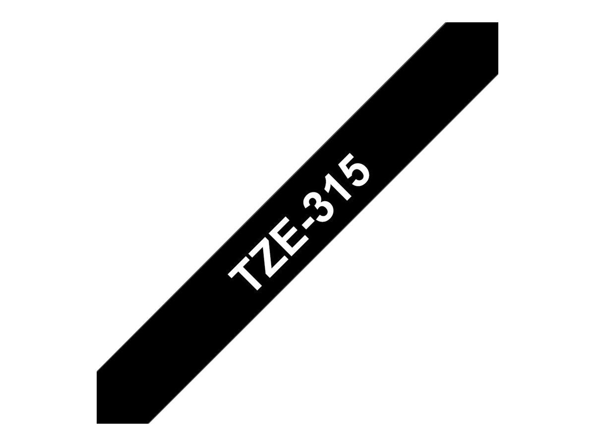 Brother TZe-315 Labelling Tape Cassette, White on Black, 6 mm (W) x 8 m (L), Laminated, Brother