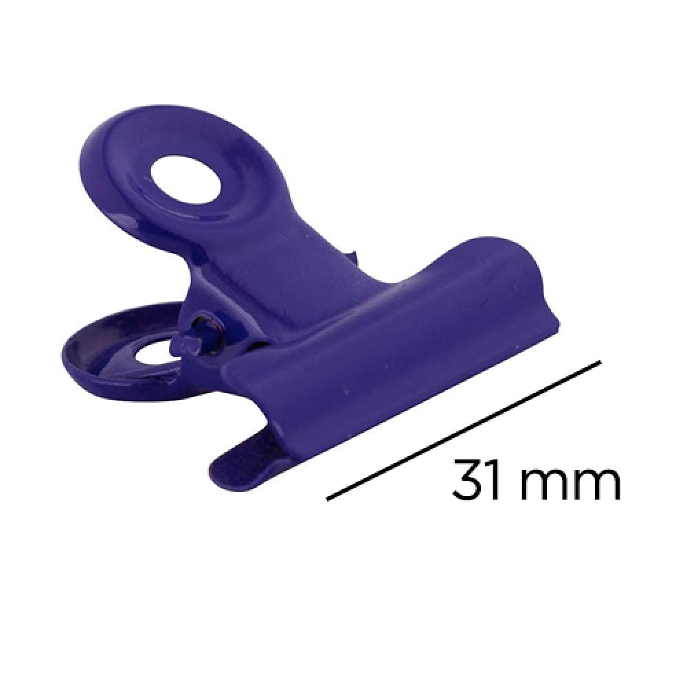 JAM PAPER Metal Bulldog Clips - Medium - 31mm - Purple/Deep Blue - 15/Pack