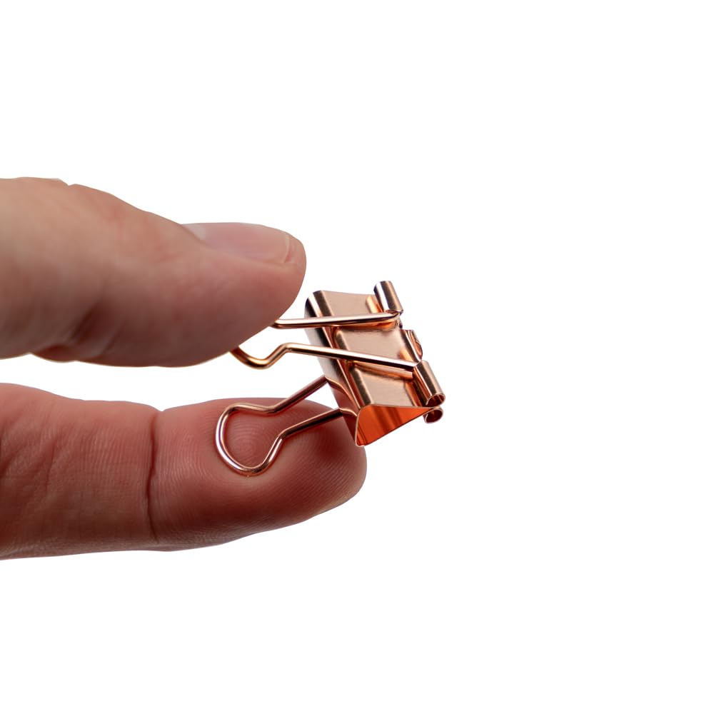 JAM PAPER Colorful Binder Clips - Small - 3/4 Inch (19 mm) - Rose Gold Binderclips - 25/Pack