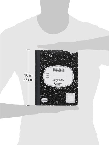 iScholar Composition Book, 100 Sheets, 5 x 5 Graph Ruled, 9.75 x 7.5-Inches, Black Marble Cover