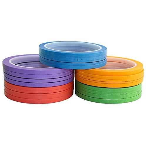 JINBING 6Rolls Washi Paper Masking Tape for DIY Nail Arts Drawing Pattern Making 2mm 2.5mm 3mm 4mm