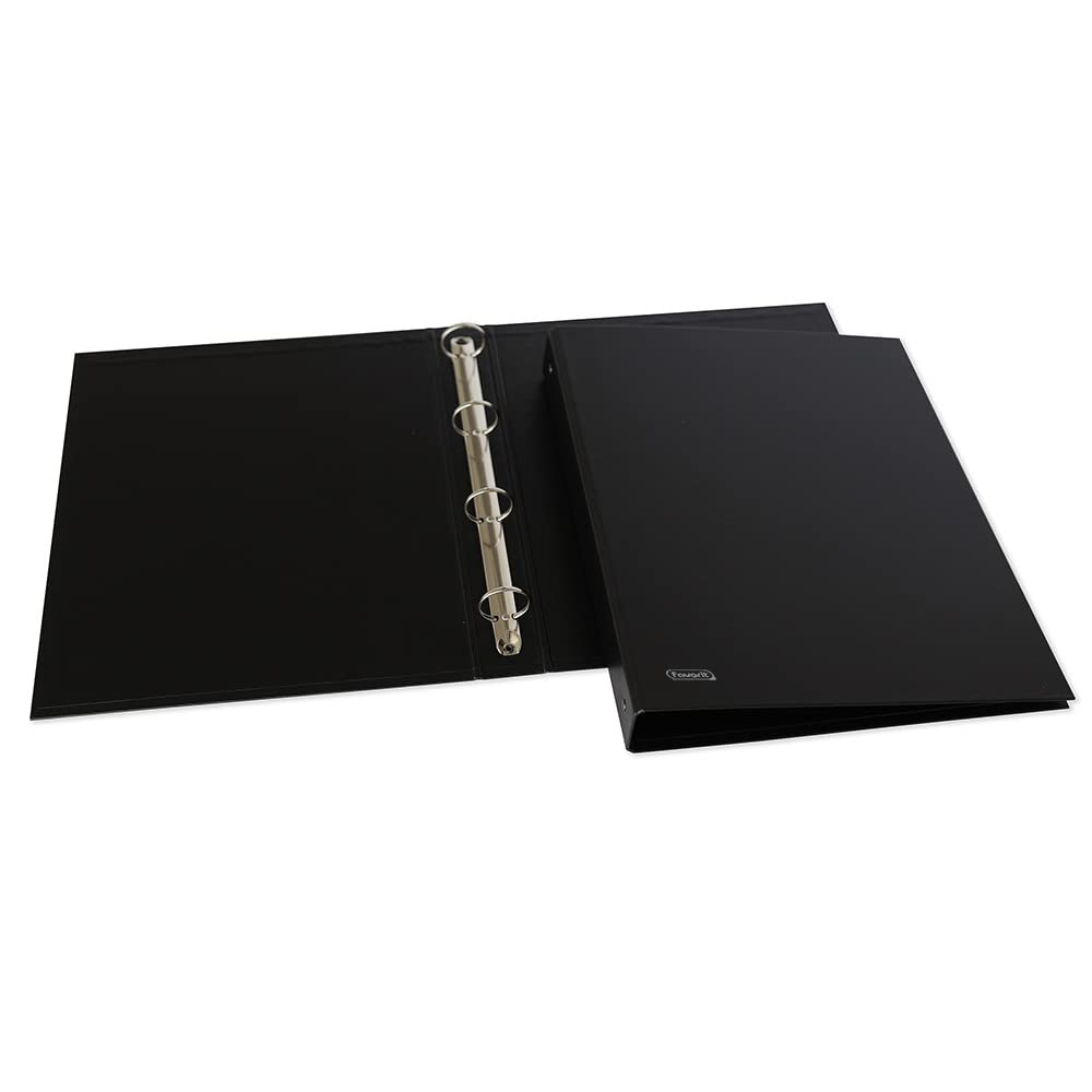 Favorit Sprint Cardboard Ring Binder, 22 x 30 cm, 4 Round Rings 30 mm, Black