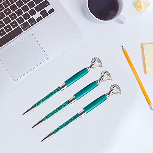 U Scinan 3Pcs Big Diamond Pen Crystal Metal Ballpoint Pens 0.5mm Black Ink Advertising Gif Pen