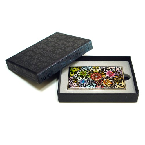 Antique Alive Mother of Pearl Design RFID Blocking Protection Business Card Case, Credit Card