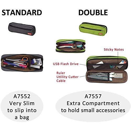 LIHIT LAB Large Capacity Zipper Long Pencil Case For School Office College, Big Capacity Pencil Bag