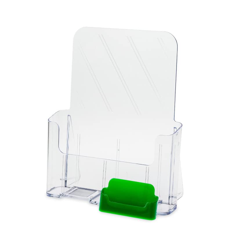 Source One Large Brochure Holder 8.5 x 11 Inches with Business Card Holder (1 Pack, Green)