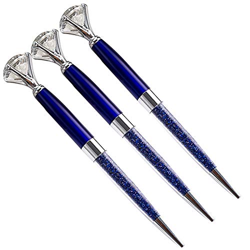 U Scinan 3Pcs Big Diamond Pen Crystal Metal Ballpoint Pens 0.5mm Black Ink Advertising Gif Pen