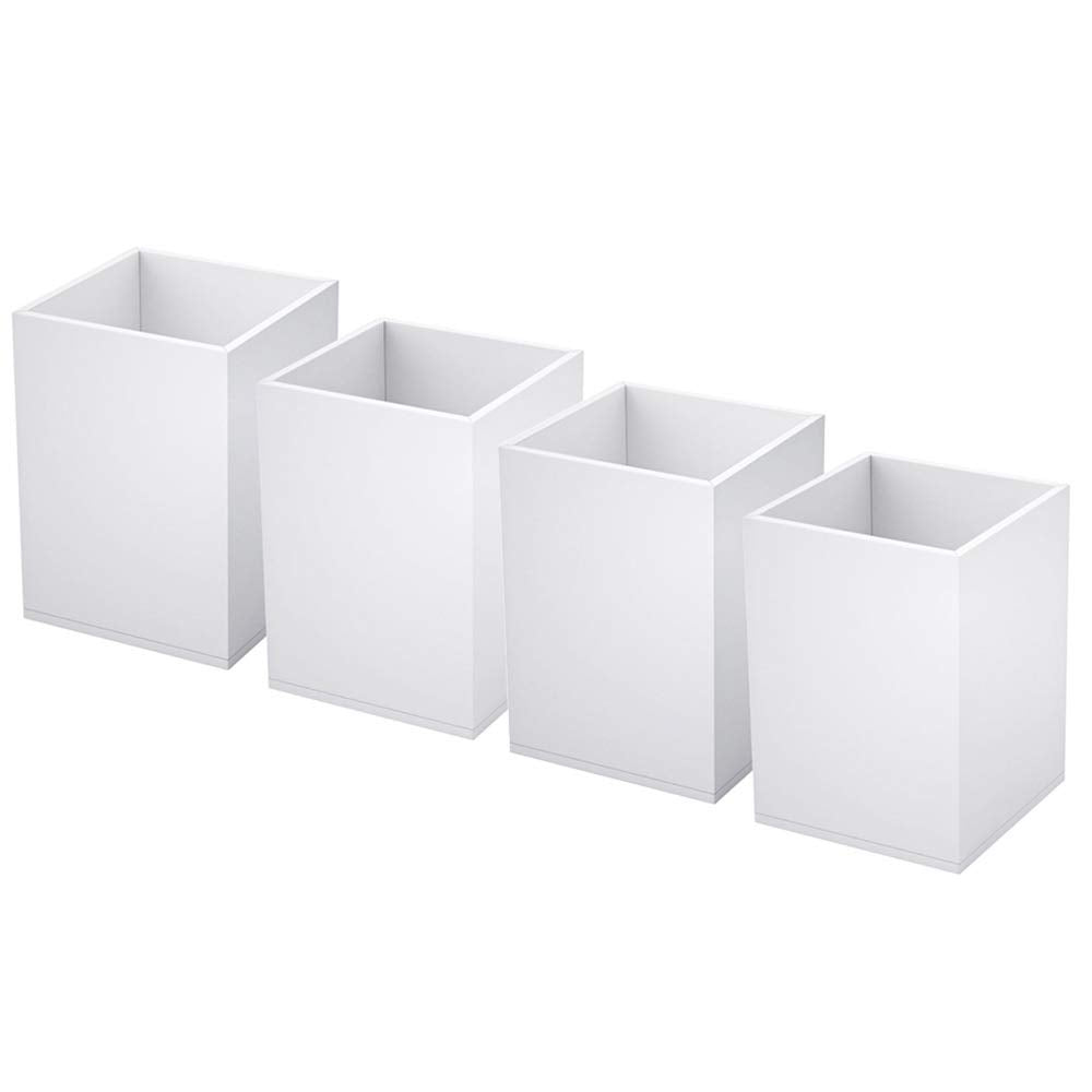 NIUBEE White Acrylic Pen Holder 4 Pack, Desktop Pencil Cup Stationery Organizer for Office Desk