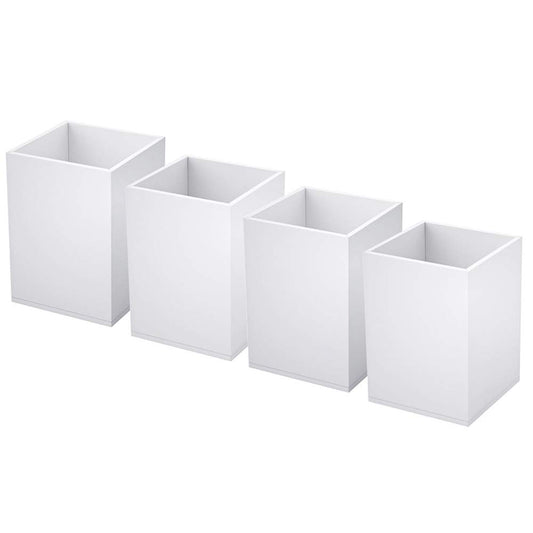 NIUBEE White Acrylic Pen Holder 4 Pack, Desktop Pencil Cup Stationery Organizer for Office Desk