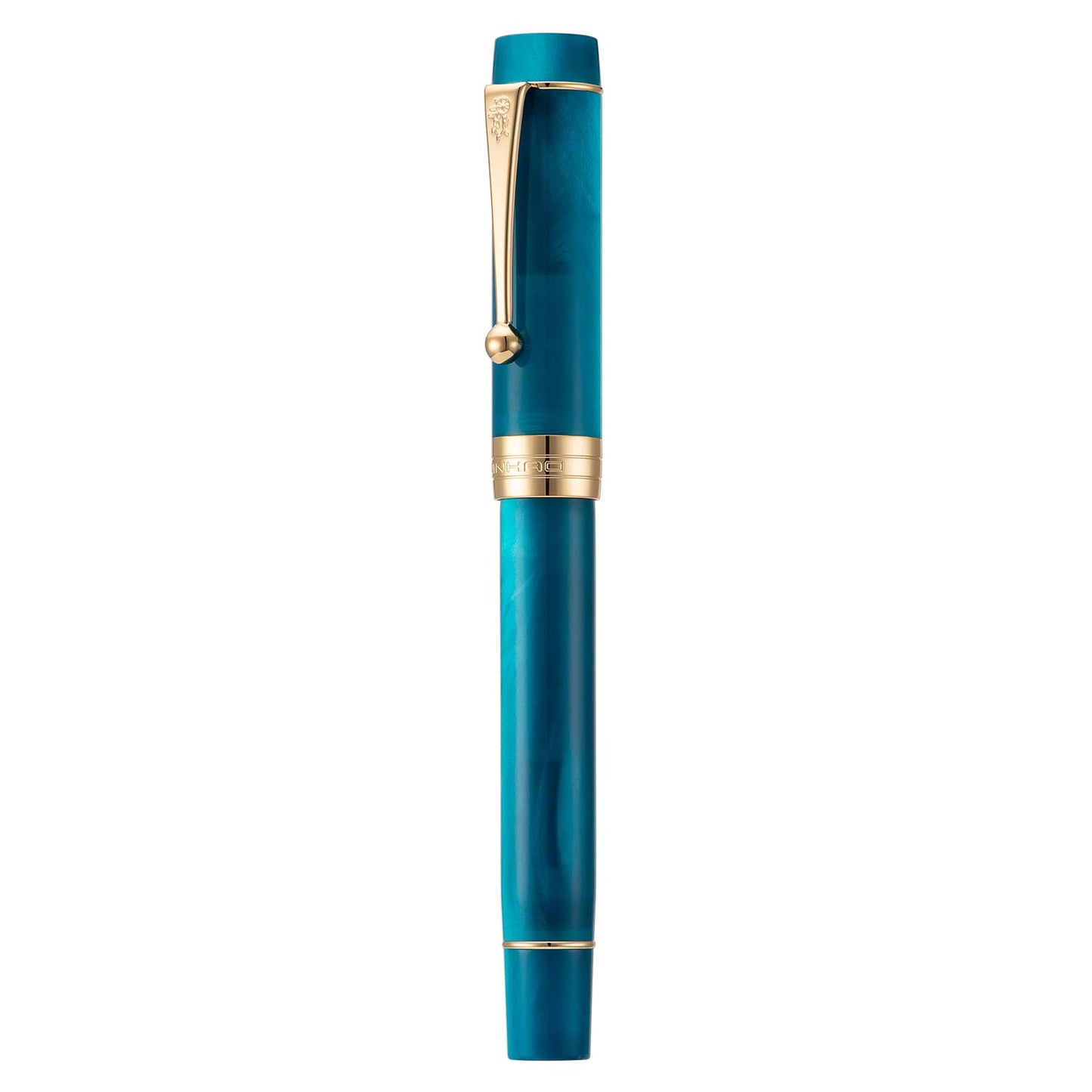 Jinhao 100 Classic Fountain Pen Bent Nib, Peacock Blue Celluloid Fude Pen Calligraphy from Fine to