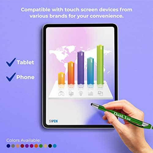 Thank You Greeting Gift Stylus Pens for Touchscreen Devices 100 Pack - 2 in 1 Combo Pen - for