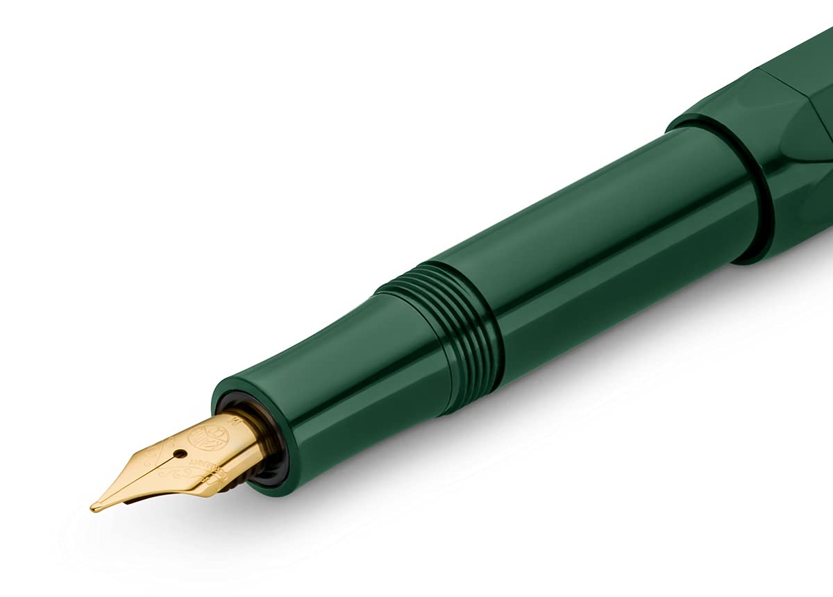 Kaweco CLASSIC SPORT Fountain Pen Green with 23 Carat Gold-Plated Steel Nib and Iridium Tip for Ink