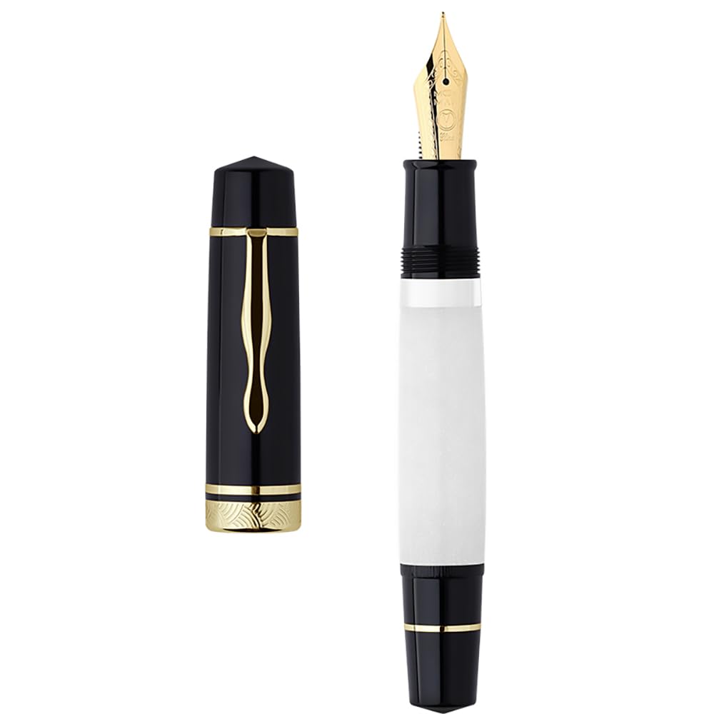 erofa Majohn P139 Piston Resin Fountain Pen Medium Nib with Box, Brass Piston System Large Capacity