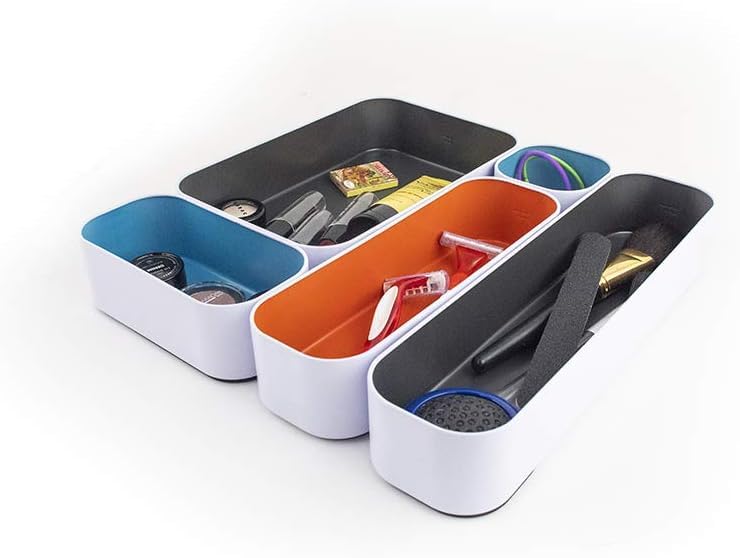 Three by Three Seattle Metal Drawer Organizer Tray Set, 5-Pc (Multicolor)