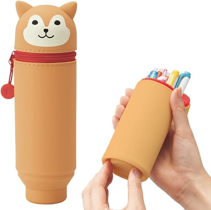 LIHIT LAB Kawaii Japanese Shiba Dog Stand Up Pencil Case For School Office College, Cute School